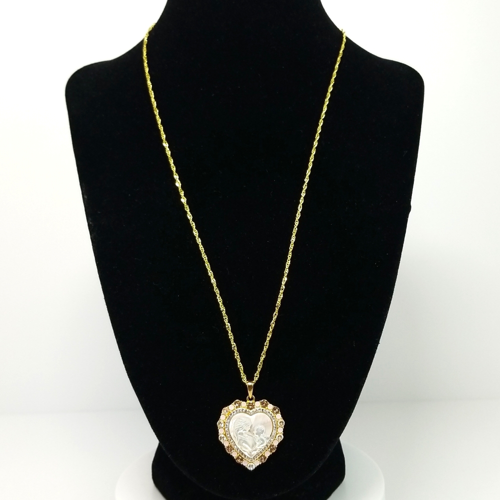 Primavera Italy925 Gold Plated Mother's Heart Pendant Necklace Size 20Inches